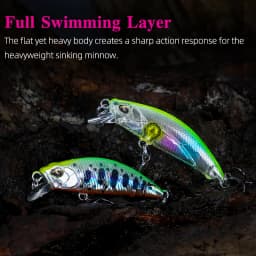 TSURINOYA Sinking Minnow Mini Hard Lure DW63 50S 50mm 5g Artificial Fishing Lure Wobblers Crankbait Trout Bait