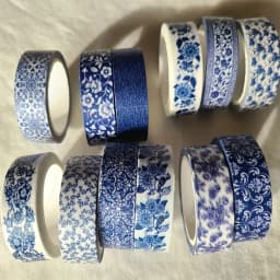 Blue & White Washi Tape Set; Pretty Chinoiserie Designs; 12 Rolls! Decorative Tape; Journaling, Scrapbooking