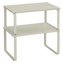 SONGMICS Set of 2 Expandable Cupboard Spice Racks, Black and Rustic Brown/Cream White/ Cappuccino Beige/White