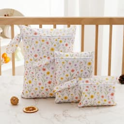 Elinfant 3PCS Portable Wet Dry Bag For Swimsuits,Waterproof Diaper Bags For Cloth Diapers,Washable Reusable Storage Bag