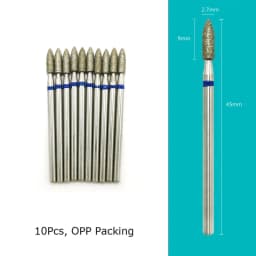 HYTOOS 10pcs/Set Nail Drill Bits Diamond Cutters for Manicure Cuticle Burr Milling Cutter for Pedicure Nails Accessories Tools