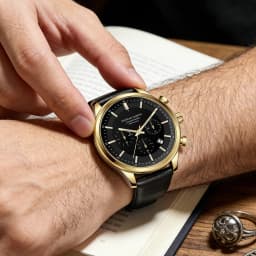 Hannah Martin Brand Men Watch Multifunctional Timing Dial Casual Sports Leather Original Quartz Movement Business Watch for Men