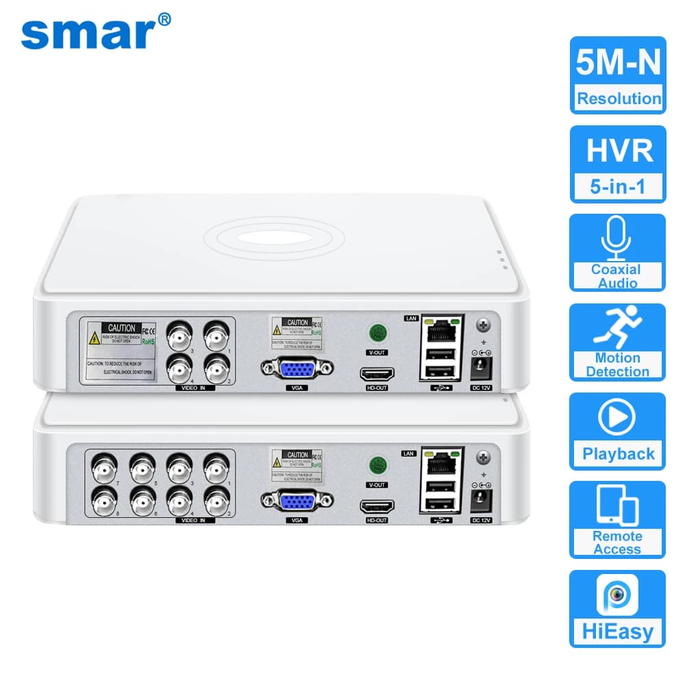 Smar CCTV DVR 4CH/8 Channel TVI CVi CVBS Hybrid 5 in 1 Video Recorder 5M-N Audio P2P for Coaxial IP Camera Human Motion Detect