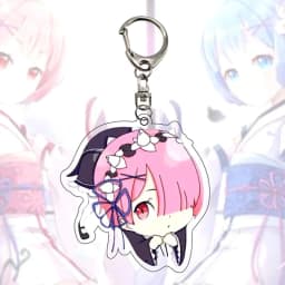 Re:Life in A Different World From Zero Ram Rem Cute Keychain Emilia Beatrice Keyring Natsuki Subaru Bag Tag Cos Baji Accessory