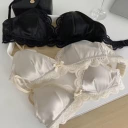SP&CITY Korean Style Triangle Cup Bow Lace Bra for Women Small Chest Satin Underwear Sweet Girl Breathable Comfortable Soft Bra