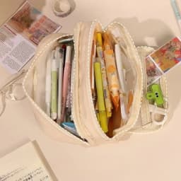 1pc Stationery Bag Pencil Case Large Capacity Pen Case Stationery Box Cosmetics Bag Portable Gifts