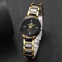 Women's Watch Fashion Black Steel Band Ladies Dress Quartz Watches Clock