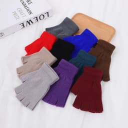 1Pair Black Half Finger Fingerless Gloves For Women And Men Wool Knit Wrist Cotton Gloves Winter Warm Workout Gloves