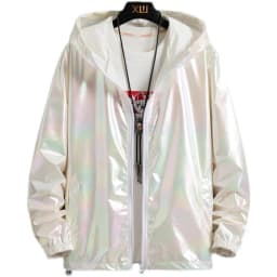 Women Basic Jackets Summer 2026 Colorful Reflective Oversize Thin Windbreaker Women Hooded Jackets Coat Zipper Woman Veste Femme