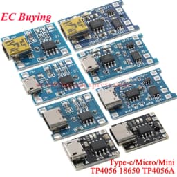 20Pcs/1pc 5V 1A Micro/Type-c/Mini 18650 TP4056 4056A Lithium Battery Charger Module Charging Board Protection Function Li-ion