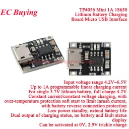 20Pcs/1pc 5V 1A Micro/Type-c/Mini 18650 TP4056 4056A Lithium Battery Charger Module Charging Board Protection Function Li-ion