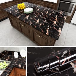 Black Marble Kitchen Home Peel and Stick Wallpaper For CounterTable Desk Bathroom PVC Waterproof Self Adhesive Contact Paper