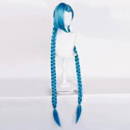 Cosplay Wig Long Braided Blue The Loose Cannon Wig with Blue Braid Heat Resistant Synthetic Hair Anime Wigs