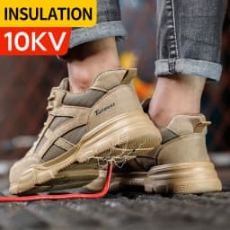 Insulation 10KV Safety Shoes Men Anti-smash Breathable Electrician Welding Work Boots Puncture-Proof Male Footwear