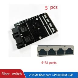 Fiber Optical Ethernet Switch Media Converter Single Mode 4 RJ45 and 2 SC Fiber Port 10/100M PCBA 2F4E