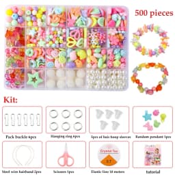 500pcs DIY Handmade Beaded Children's Toy Creative Loose Spacer Beads Crafts Making Bracelet Necklace Jewelry Kit Girl Toy Gift