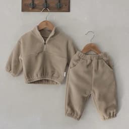 Autumn Winter Toddler Baby Boys Girl Sports Suit Children Clothes Fleece Solid Color Hoodies Suit Infant Boys Girl Outfit 2PCS