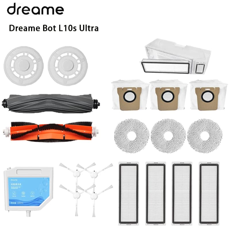 Dreame Bot L10s Ultra L10 Ultra Robot Vacuum Cleaner Spare Parts, Rubber / Side Brush, Cover, Filter, Mop Rag, Dust Bag Optional