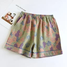 2026 Japanese Summer New Women's Shorts 100% Cotton Vintage Yarn Weaving Printed Sleepwear Thin Loose Pocket Shorts Home Pants