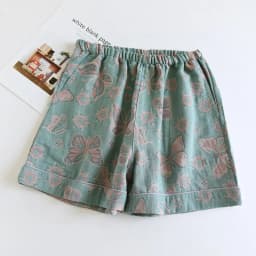 2026 Japanese Summer New Women's Shorts 100% Cotton Vintage Yarn Weaving Printed Sleepwear Thin Loose Pocket Shorts Home Pants