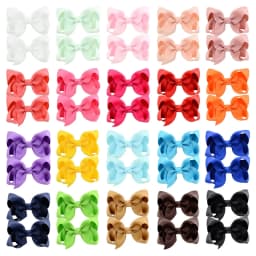 20PCS 3" Handmade Hair Bows for Girls Clips Grosgrain Ribbon Boutique Bow Alligator Hairpins for Children Teens Toddlers Kids