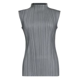 Miyake Pleated Elegant Fashion Temperament Solid Color Half High Neck Sleeveless Women's Vest 2026 Summer New Breathable Top
