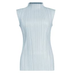 Miyake Pleated Elegant Fashion Temperament Solid Color Half High Neck Sleeveless Women's Vest 2026 Summer New Breathable Top