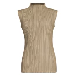 Miyake Pleated Elegant Fashion Temperament Solid Color Half High Neck Sleeveless Women's Vest 2026 Summer New Breathable Top