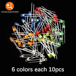 3mm LED Diode F3 Assorted Kit White Green Red Blue Yellow Orange Pink Purple Warm White DIY Light Emitting Diode