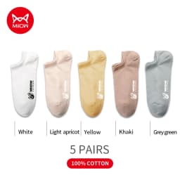 MiiOW 5 Pairs/Lot Pure Cotton Men Socks Breathable Low Cut Casual Ankle Socks Summer Cotton Print Socks Sweat Ankle Socks Set