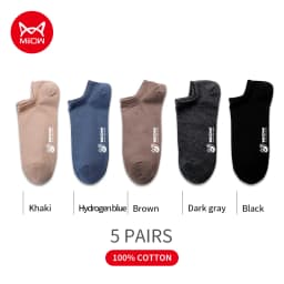 MiiOW 5 Pairs/Lot Pure Cotton Men Socks Breathable Low Cut Casual Ankle Socks Summer Cotton Print Socks Sweat Ankle Socks Set