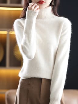 LHZSYY Winter Women Sweater Solid 100%Mink Cashmere Turtleneck Knitted Pullovers Slim Soft Warm Female Long Sleeve 23 Color