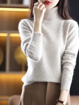 LHZSYY Winter Women Sweater Solid 100%Mink Cashmere Turtleneck Knitted Pullovers Slim Soft Warm Female Long Sleeve 23 Color