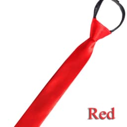HUISHI Pre-tied Zipper Tie Neck Mens Skinny Zipper Neckties Red Black Blue Solid Color Slim Narrow Entertainment Party