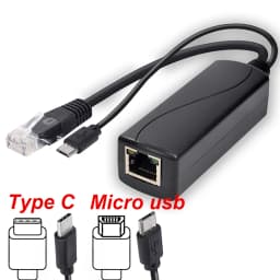 HKBTM POE Splitter 48V To 5V 12V Micro USB Type-C BarrelJack Power Supply for Huawei for Hikvision for Bobcat for Raspberry Pi