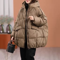 Schinteon Women White Duck Down Jacket with Hood Autumn Winter Warm Outwear Casual Loose Over Size Outwear Thick Coat 2026 New