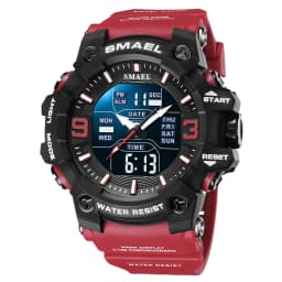SMAEL 8049 Watch Sport LED Light Alarm Clock Dual Time Display WaterproofWeek Auto Date Wristwatches Quartz