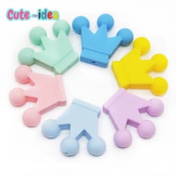 Cute-Idea 10PCs Silicone Crown Beads Baby Teething Chewable Teether DIY Baby Pacifier Chain chew Toys Accessories Baby Products