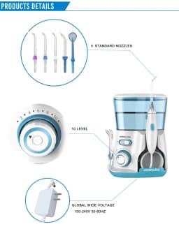 10 levels 20-120PSI Oral Irrigator Power water Floss, Dental Irrigator Hygiene Water Flosser with 5 nozzles