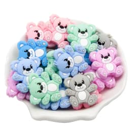 Cute-Idea 10pcs/lot Silicone Teether Beads BPA Free Cartoon Animals Chewable Teething Beads DIY Pacifier Chain Accessories Toys