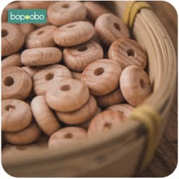 Bopoobo 100/500pc Wooden Mini Abacus Beads BPA Free Beech Baby Teether DIY Pacifier Chain Bracelet For Baby Rattle Nurse Gift