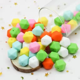 Cute-Idea 10pcs 14mm Silicone Beads Hexagon Pearl Food Grade Teether DIY Pacifier Clips Beads Necklace Baby Toy Teething