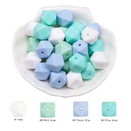 Cute-Idea 10pcs 14mm Silicone Beads Hexagon Pearl Food Grade Teether DIY Pacifier Clips Beads Necklace Baby Toy Teething