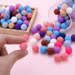 15mm 10Pcs/Lot Silicone Beads Baby Teething Beehive Round Food Grade Beads for DIY Threaded Silicone Beads Baby Teethers