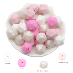 Cute-Idea 20pcs 14mm silicone icosahedron beads teether food grade chewable DIY handmade jewelry necklace bracelet baby teething