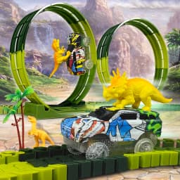 Magic Climbing Electric Dinosaur Car Track Railway Toy Car Set Bend Flexible Race Track Flash Light Car High Quality Toy For Kid
