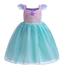 Mermaid Costume Summer Ariel Princess Dress Girls Birthday Part Dress Kids Blue Fluff Sleeve Ball Gown Girls outfit clothes