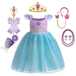Mermaid Costume Summer Ariel Princess Dress Girls Birthday Part Dress Kids Blue Fluff Sleeve Ball Gown Girls outfit clothes