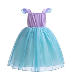 Mermaid Costume Summer Ariel Princess Dress Girls Birthday Part Dress Kids Blue Fluff Sleeve Ball Gown Girls outfit clothes