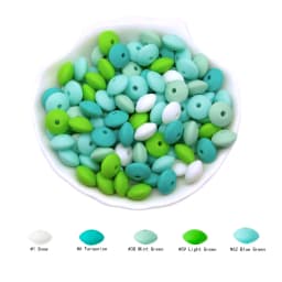 Cute-Idea 20Pcs Silicone Lentil Beads 12MM Baby Abacus Teething Beads BPA Free Newborn Baby Rodent Pacifier Chain Toy Baby goods